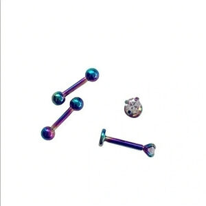 Rainbow Holographic Stainless Steel Nose Earring Studs NWT